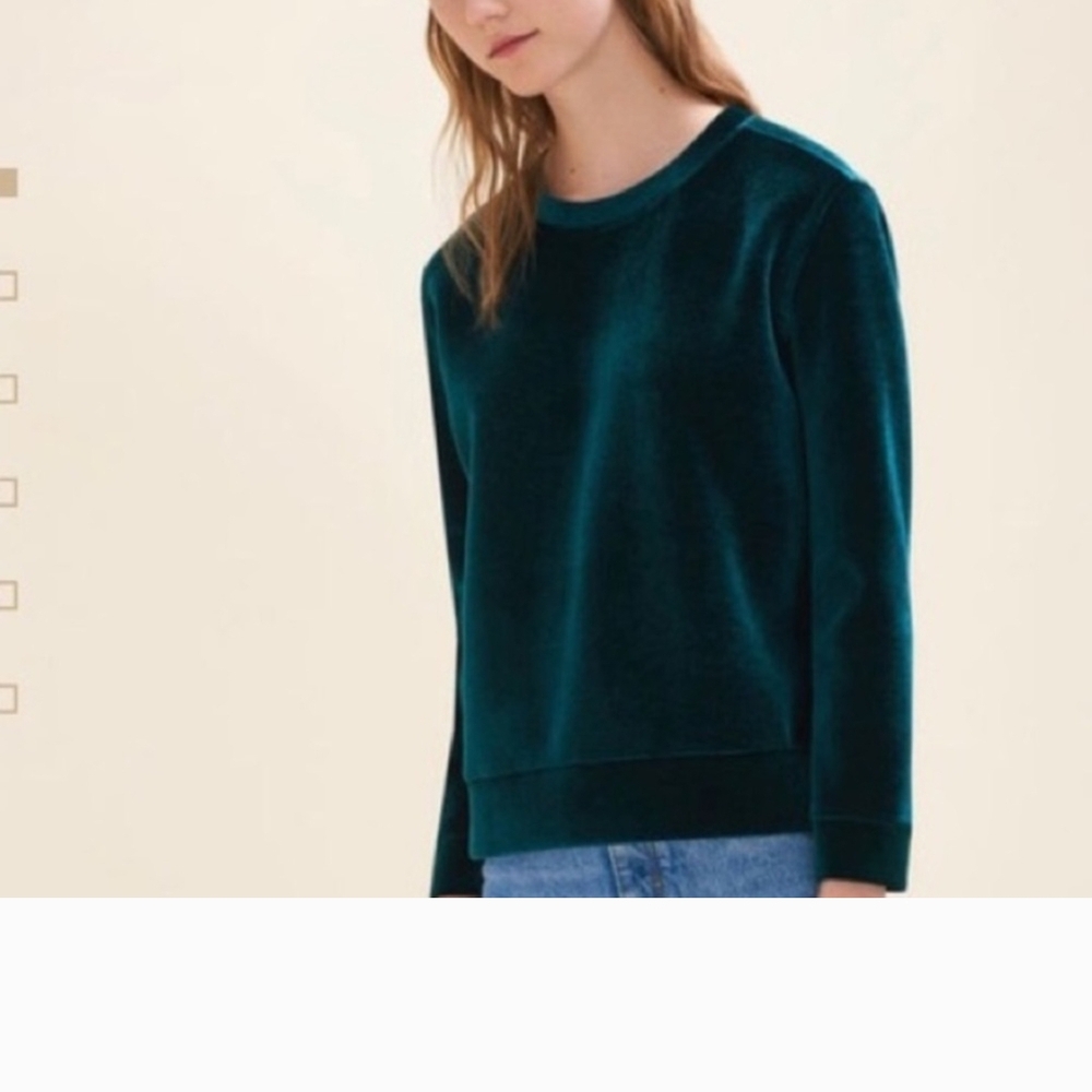 MAJE TORINA VELVET SWEATSHIRT GREEN SIZE 2- US M